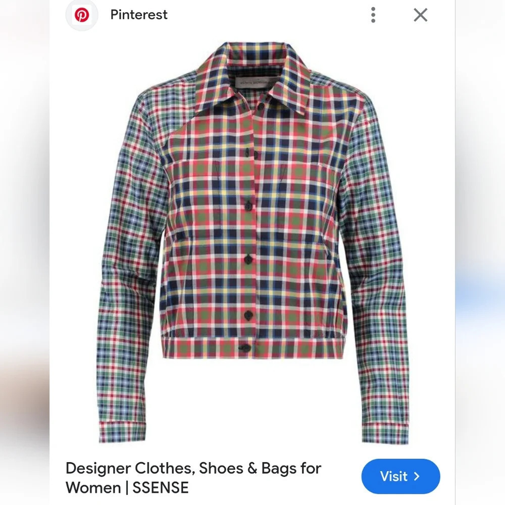 EUC Victoria Beckham Jeans Multi Check Button Down Shirt, Size S/US 2 or UK 6 - Picture 2 of 9